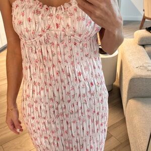Rumored Pink Floral Midi Dress